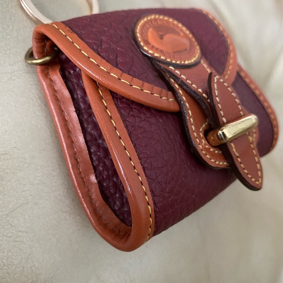 RARE Vintage Dooney & Bourke Key Caddy Coin Mini Bag Charm AWL Leather Rouge - Picture 3 of 15